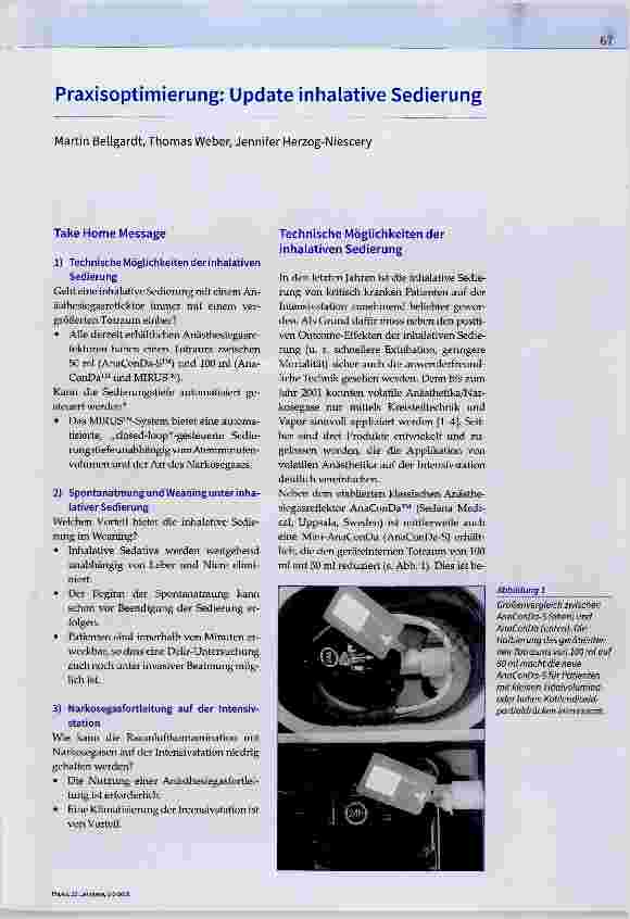 Vorschauseite 1: Praxisoptimierung: Update inhalative Sedierung