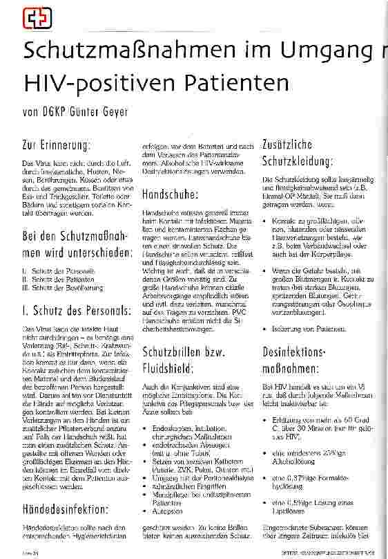 Vorschauseite 1: Schutzmaßnahmen im Umgang mit HIV-positiven Patienten