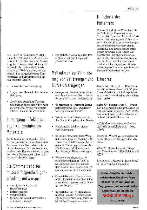 Vorschauseite 2: Schutzmaßnahmen im Umgang mit HIV-positiven Patienten