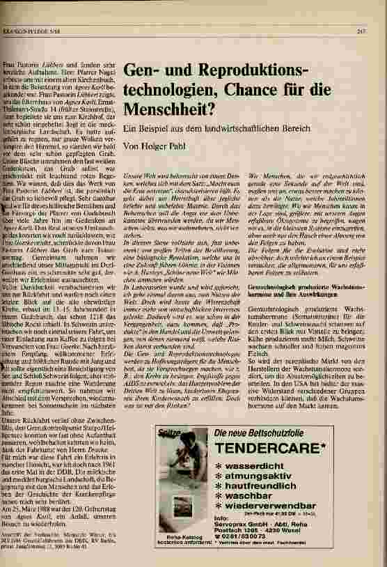 Vorschauseite 2: Besuch in Gadebusch/DDR zum 60. Todesjahr am Grab von Agnes Karll