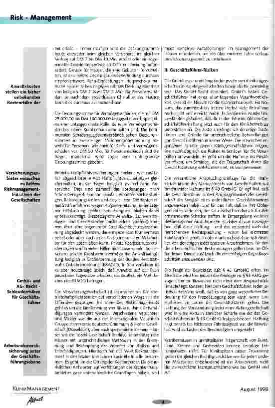 Vorschauseite 3: Risk-Management - ein Schlagwort oder Handlungszenario?