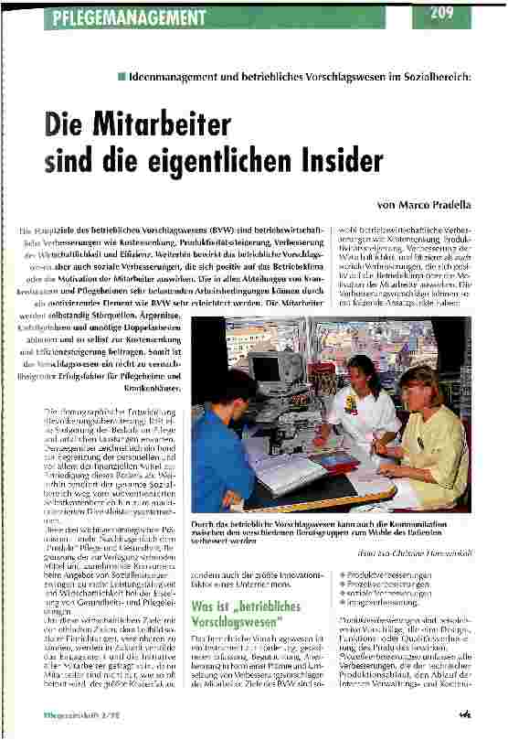 Vorschauseite 1: Ideenmanagement und betriebliches Vorschlagswesen im Sozialbereich: Die Mitarbeiter sind die eigentlichen Insider
