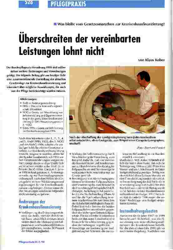 Vorschauseite 1: Was bleibt im Gesetzesmarathon zur Krankenhausfinanzierung? Überschreiten der vereinbarten Leistungen lohnt nicht