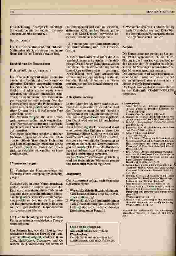 Vorschauseite 2: Welchen Einfluß hat die Methode des Eisen und Fönens auf die Hautdurchblutung als Dekubitusprophylaxe?
