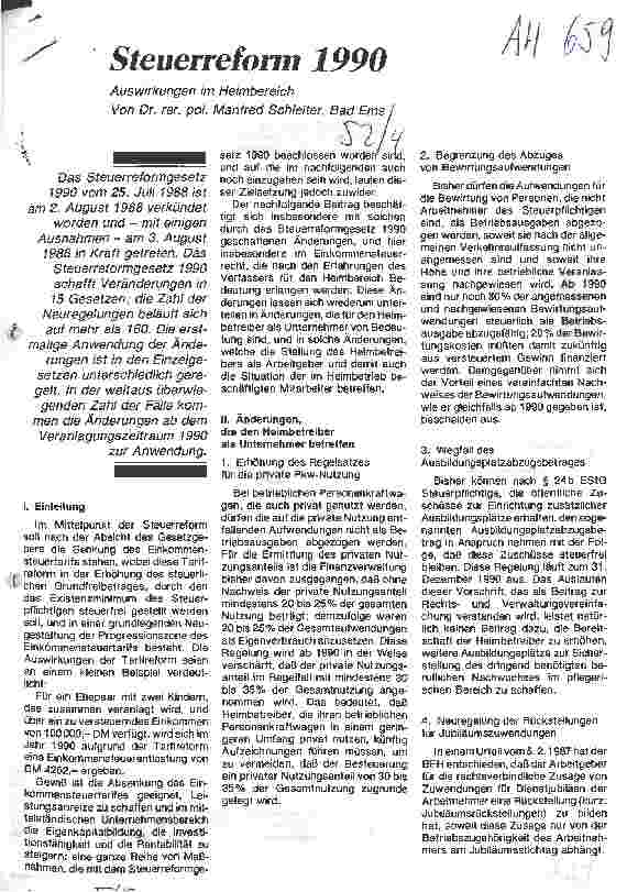Vorschauseite 1: Steuerreform 1990