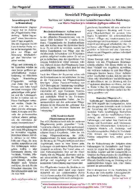 Vorschauseite 2: Streitfall Pflegestützpunkte