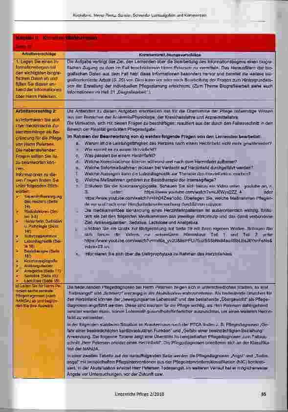 Vorschauseite 3: Lernaufgaben mit Kommentaren zum Themenbereich „Pflege im Rahmen präventiver, kurativer, rehabilitativer und sozialpflegerischer Maßnahmen“