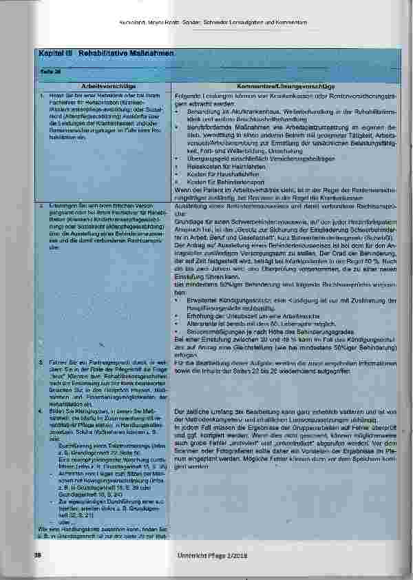 Vorschauseite 6: Lernaufgaben mit Kommentaren zum Themenbereich „Pflege im Rahmen präventiver, kurativer, rehabilitativer und sozialpflegerischer Maßnahmen“