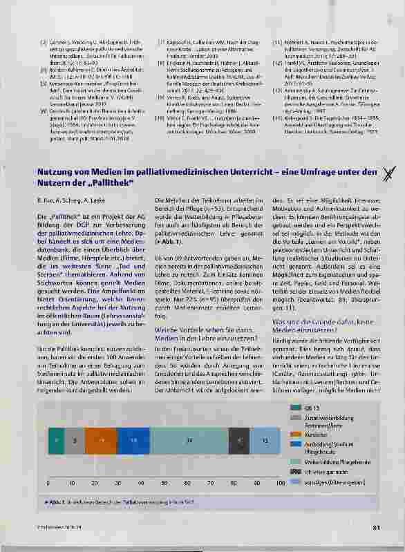 Vorschauseite 1: Nutzung von Medien im paiiiativmedizinischen Unterricht eine Umfrage unter den Nutzern der „Pailithek“