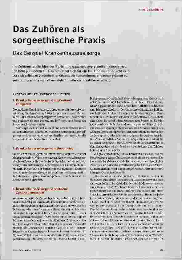 Vorschauseite 2: Das Zuhören als sorgeethische Praxis