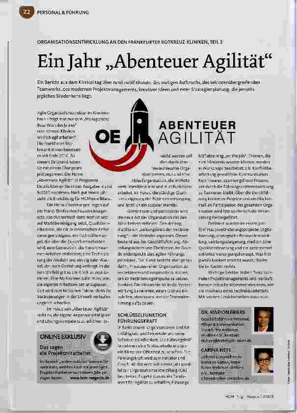 Vorschauseite 1: Ein Jahr „Abenteuer Agilität