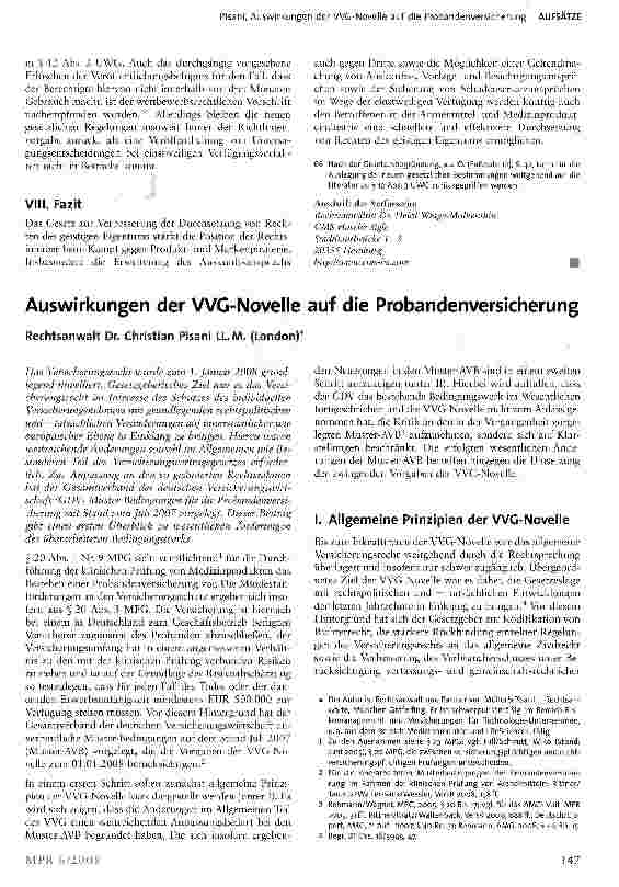 Vorschauseite 1: Auswirkungen der WG-Novelle auf die Probandenversicherung