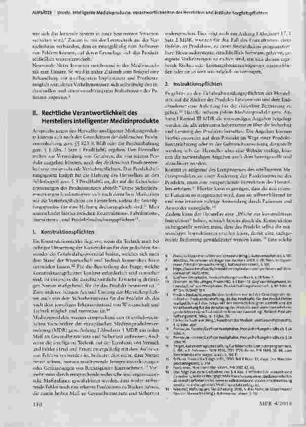 Vorschauseite 2: Intelligente Medizinprodukte: Verantwortlichkeiten des Herstellers und ärztliche Sorgfaltspflichten