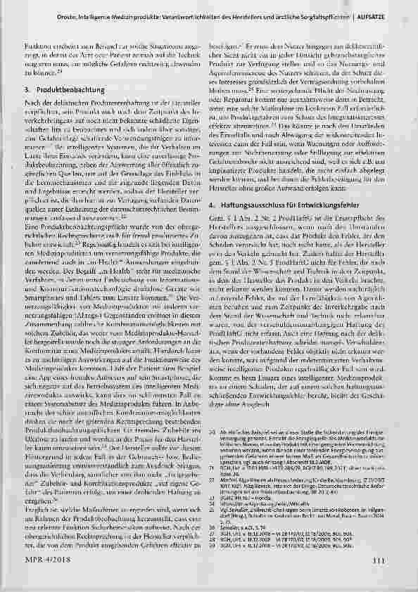 Vorschauseite 3: Intelligente Medizinprodukte: Verantwortlichkeiten des Herstellers und ärztliche Sorgfaltspflichten