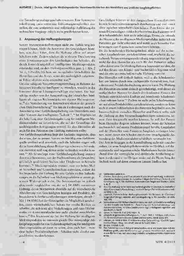 Vorschauseite 6: Intelligente Medizinprodukte: Verantwortlichkeiten des Herstellers und ärztliche Sorgfaltspflichten