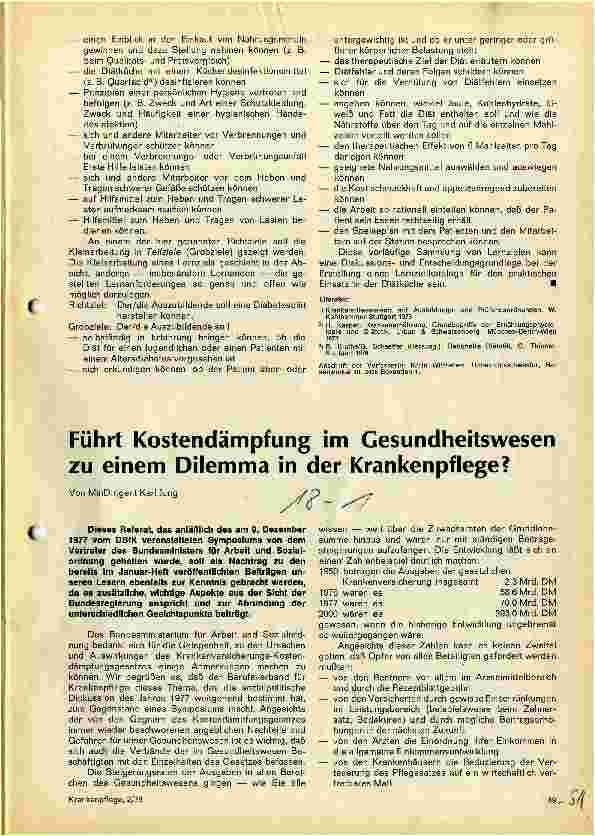 Vorschauseite 1: Führt Kostendämpfung im Gesundheitswesen zu einem Dilemma in der Krankenpflege?