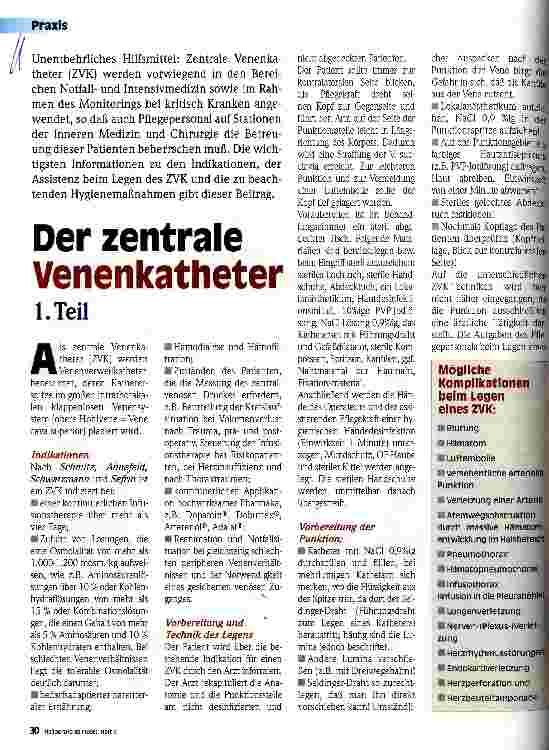 Vorschauseite 1: Der zentrale Venenkatheter 1. Teil