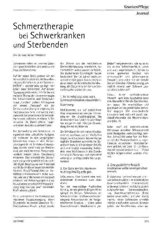 Vorschauseite 1: Schmerztherapie bei Schwerkranken und Sterbenden