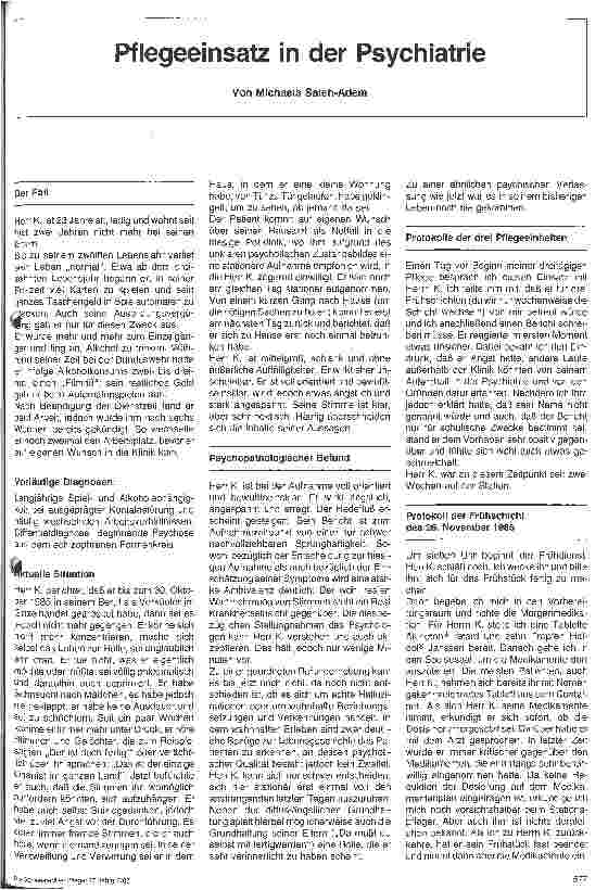 Vorschauseite 1: Pflegeeinsatz in der Psychiatrie