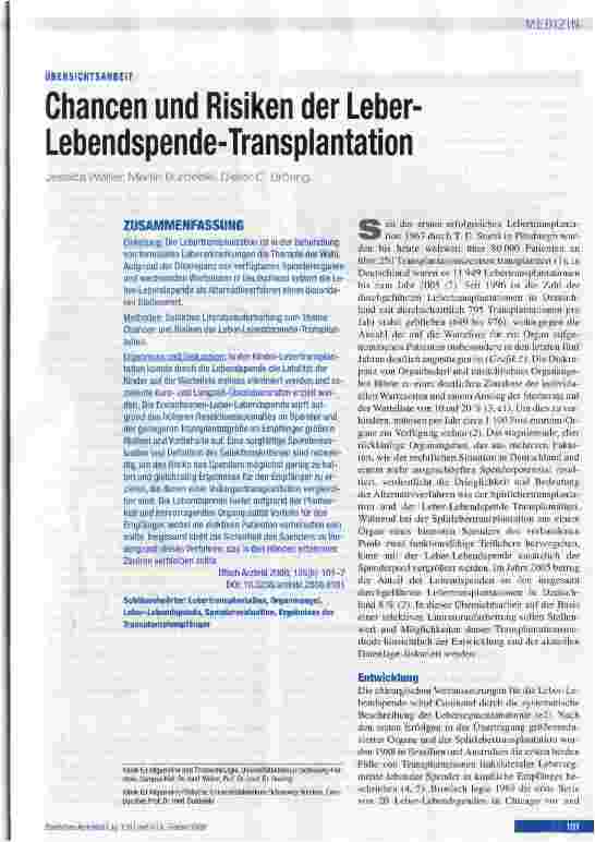 Vorschauseite 1: Chancen und Risiken der Leber-Lebendspende-Transplantation