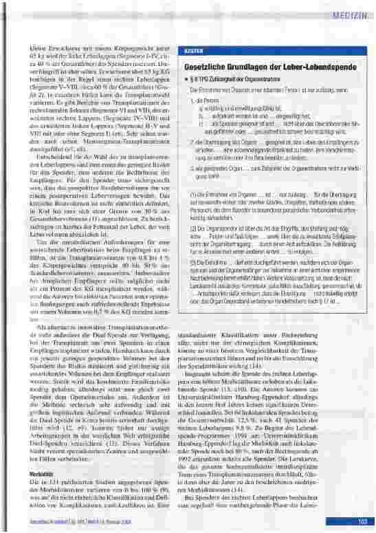 Vorschauseite 3: Chancen und Risiken der Leber-Lebendspende-Transplantation