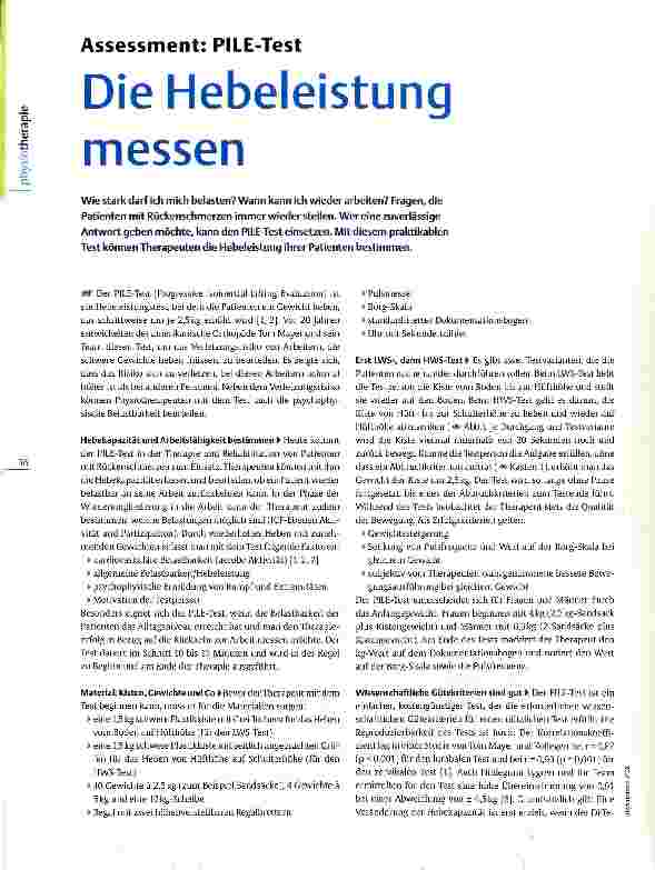 Vorschauseite 1: Assessment: PILE-Test Die Hebeleistung messen