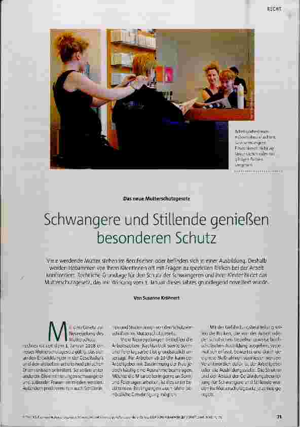 Vorschauseite 1: Schwangere und Stillende genießen besonderen Schutz