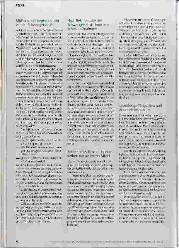 Vorschauseite 2: Schwangere und Stillende genießen besonderen Schutz