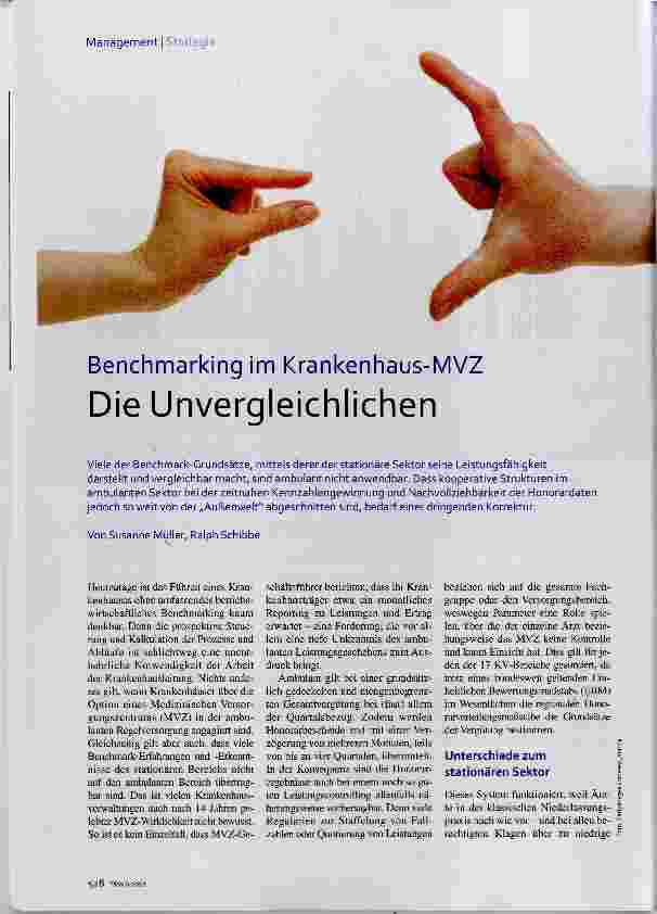 Vorschauseite 1: Benchmarking im Krankenhaus-MVZ Die Unvergleichliche