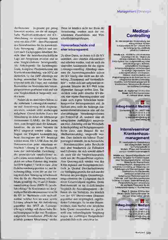 Vorschauseite 2: Benchmarking im Krankenhaus-MVZ Die Unvergleichliche