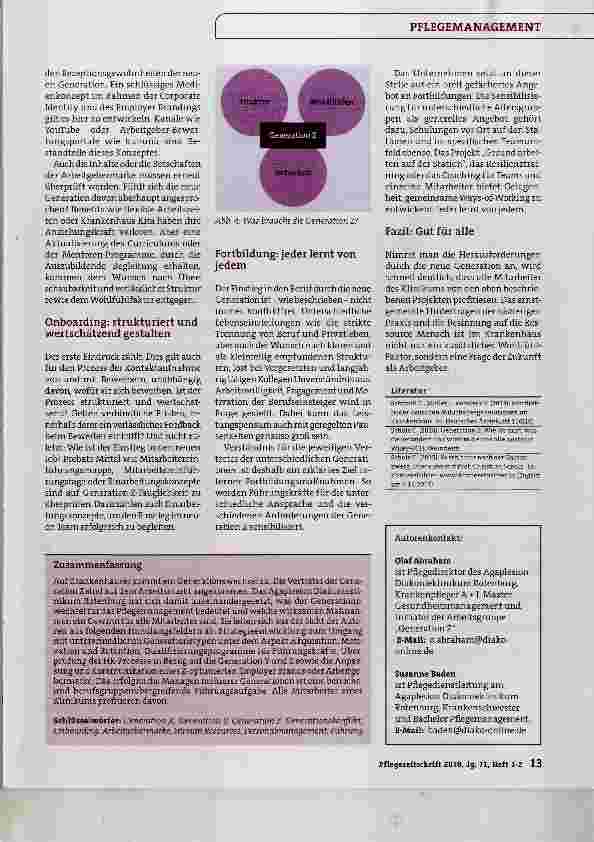 Vorschauseite 4: Generationenmix in der Pflege Herausforderung für Führungskräfte