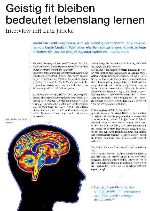 Vorschauseite 1: Geistig fit bleiben bedeutet lebenslang lernen