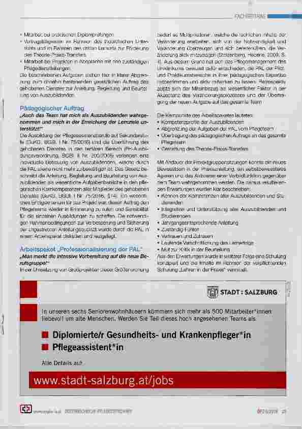 Vorschauseite 2: Die Rolle der Praxisanleitung in der Implementierung der Pflegefachassistenz am Unikiinikum Salzburg LKH