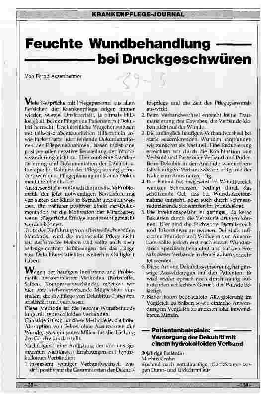 Vorschauseite 1: Feuchte Wundbehandlung bei Druckgeschwüren
