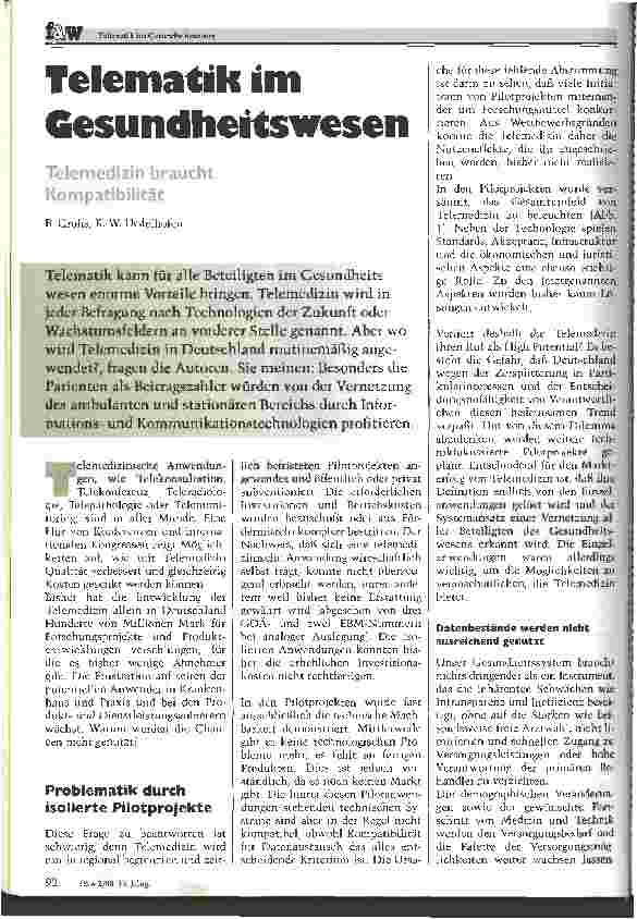 Vorschauseite 1: Telematik im Gesundheitswesen