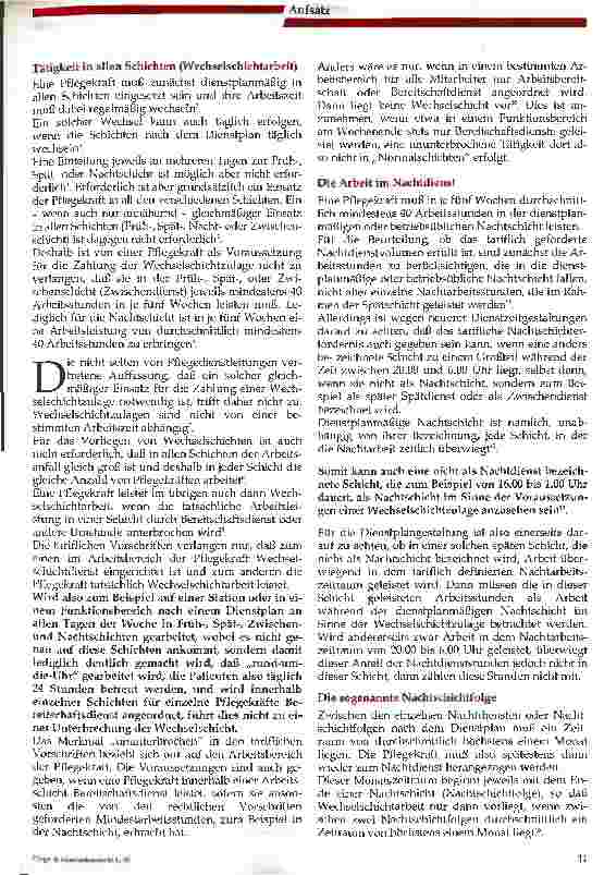 Vorschauseite 2: Wechselschichtund Schichtzulagen für Pflegekräfte 1. Teil