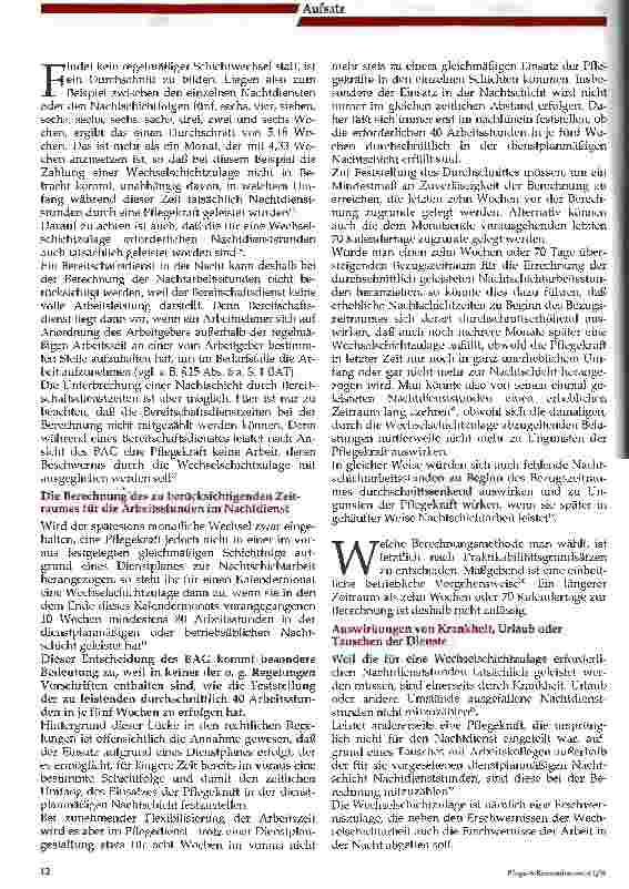 Vorschauseite 3: Wechselschichtund Schichtzulagen für Pflegekräfte 1. Teil