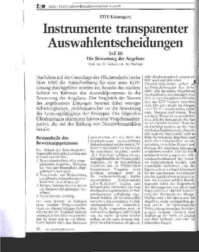 Vorschauseite 1: Instrumente transparenter Auswahlentscheidungen Teil III : Die Bewertung der Angebote
