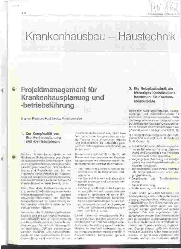Vorschauseite 1: Projektmanagement für Krankenhausplanung undbetriebsführung