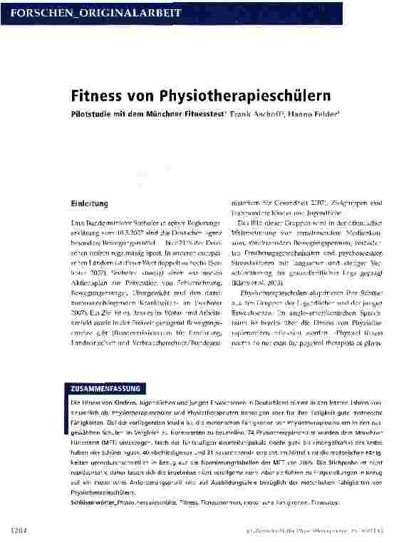 Vorschauseite 1: Fitness von Physiotherapieschülern