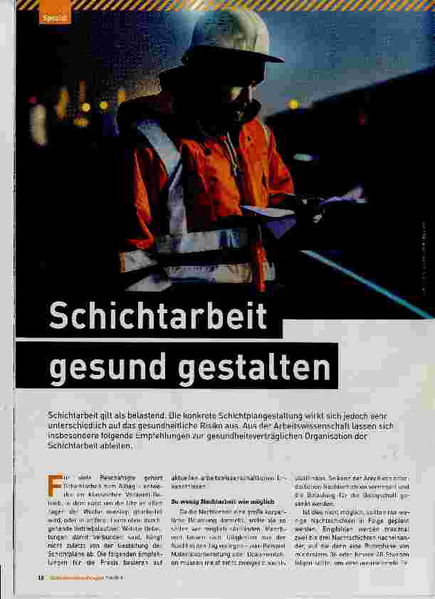 Vorschauseite 1: Schichtarbeit gesund gestalten