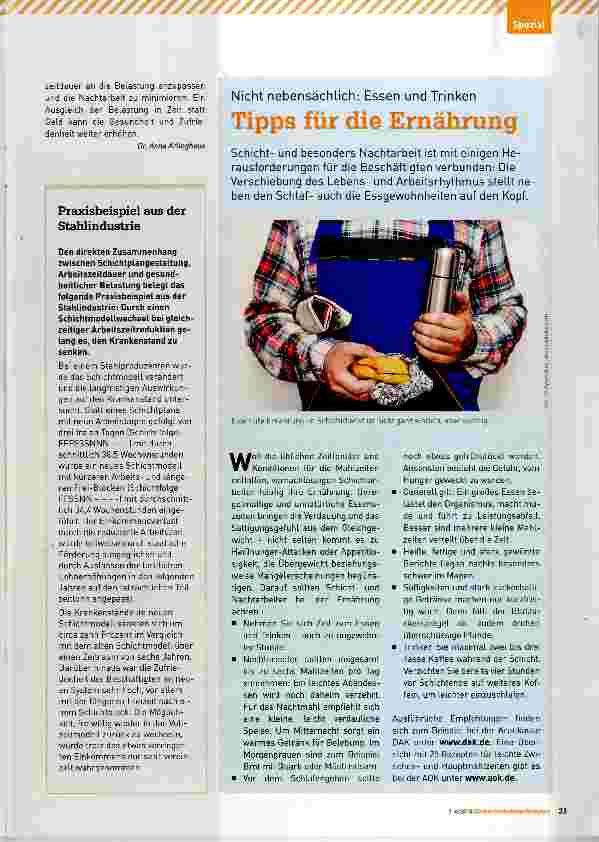 Vorschauseite 4: Schichtarbeit gesund gestalten