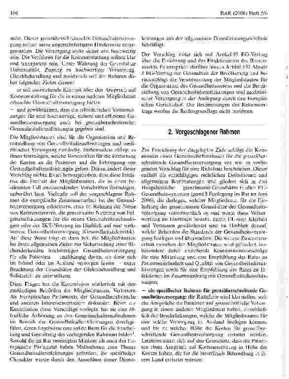 Vorschauseite 2: Mitteilung der Kommission Ein Gemeinschaftsrahmen für die Ausübung der Patientenrechte in der grenzüberschreitenden Gesundheitsversorgung
