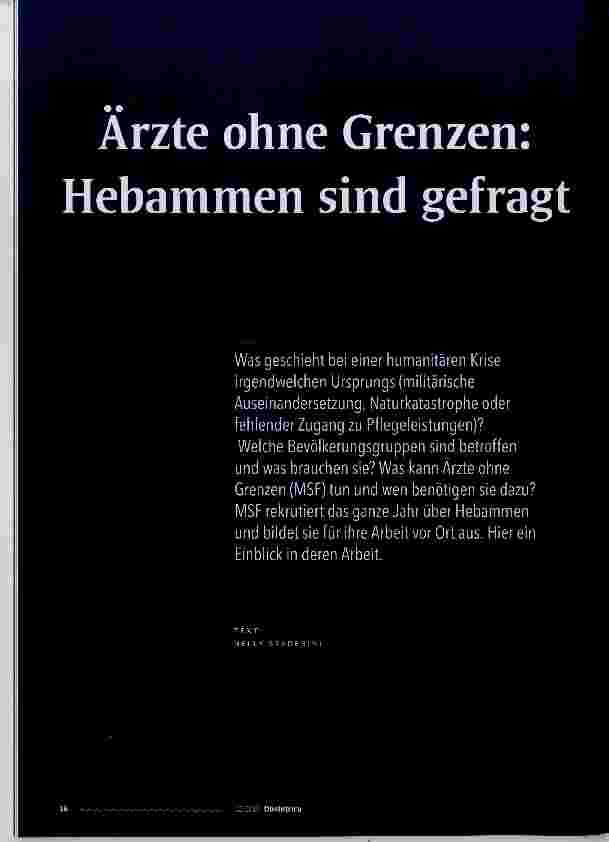 Vorschauseite 1: Ärzte ohne Grenzen: Hebammen sind gefragt