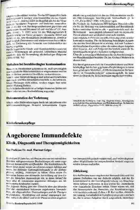 Vorschauseite 2: Vorsorgemaßnahmen gegen berufsbedingte Infektionen mit HIV Empfehlungen für die Beschäftigten im Gesundheitsdienst