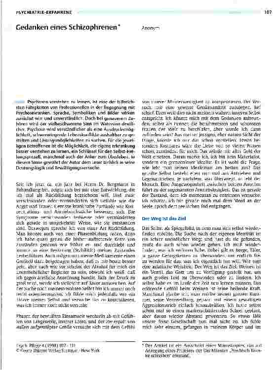 Vorschauseite 1: Gedanken eines Schizophrenen