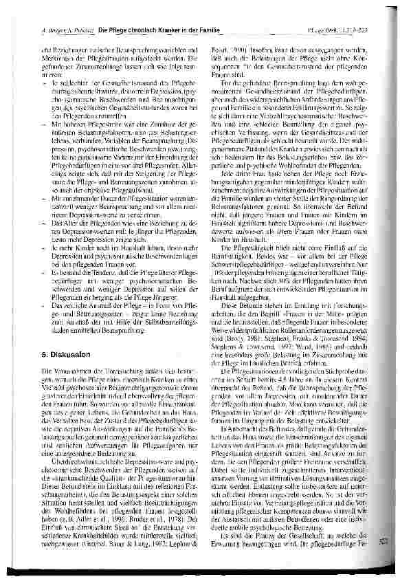 Vorschauseite 4: Die Pflege chronisch Kranker in der Familie Psychosoziale Beeinträchtigungen und Wohlbefinden bei pflegenden Frauen