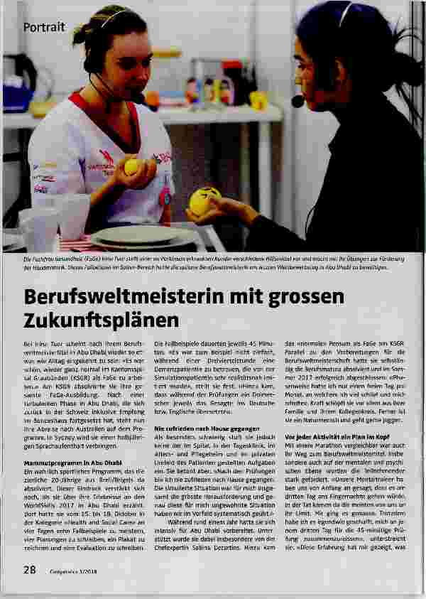 Vorschauseite 1: Berufsweltmeisterin mit grossen Zukunftsplänen