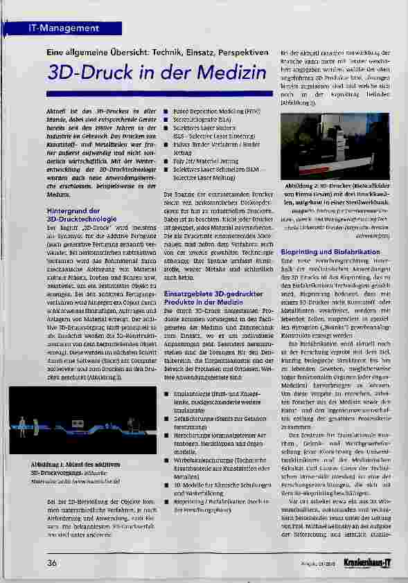 Vorschauseite 1: 3D-Druck in der Medizin