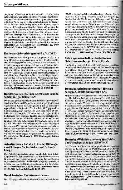 Vorschauseite 2: Selbsthilfegruppen stellen sich vor Deutsche Gesellschaft zur Förderung der Gehörlosen u. Schwerhörigen